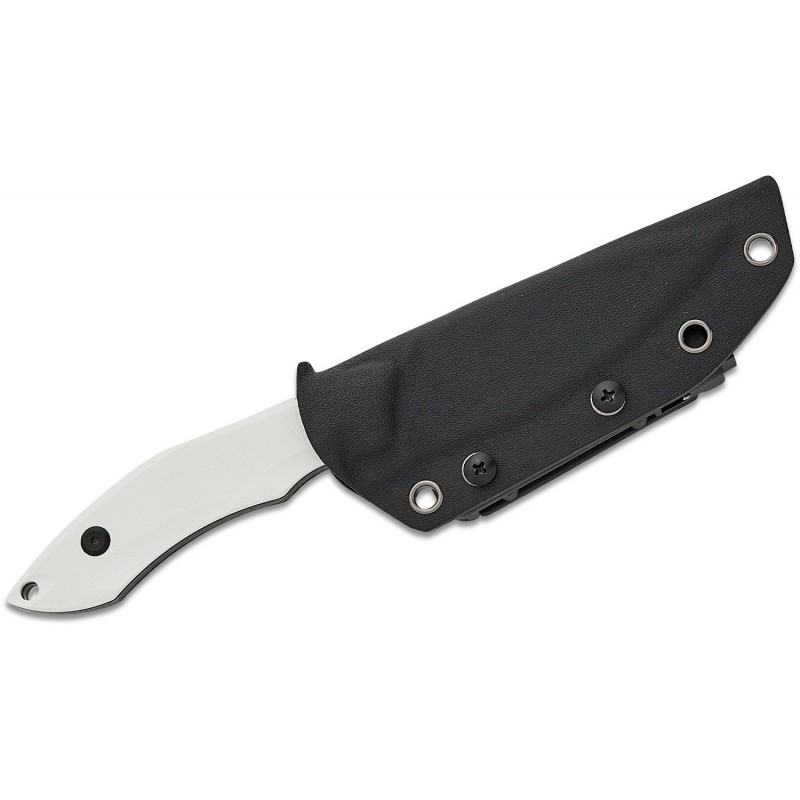 Tenable Knives Luccio Fixed Blade Knife - 3.81" 14C28N Black Stonewashed Harpoon Blade White G10 Handle