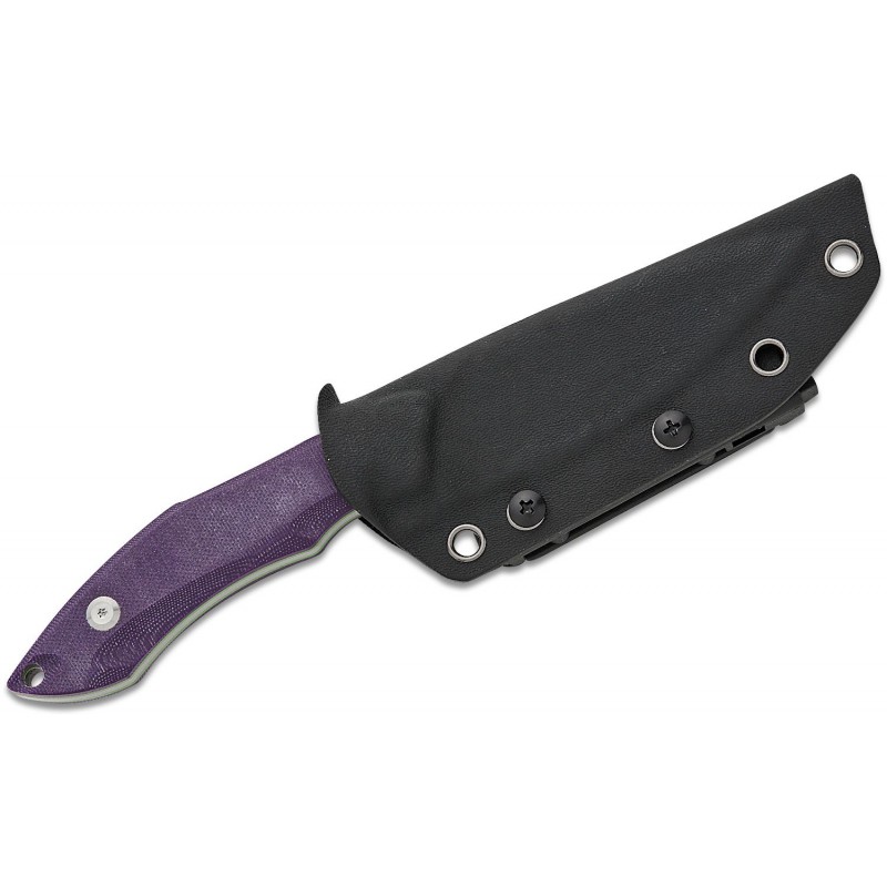 Tenable Knives Luccio Fixed Blade Knife - 3.81" 14C28N Stonewashed Harpoon Blade Purple G10 Handle