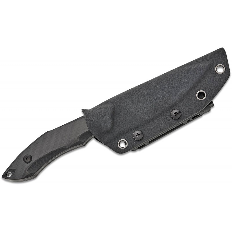 Tenable Knives Luccio Fixed Blade Knife - 3.81" 14C28N Black Stonewashed Harpoon Blade Black G10 Handle CF Inlayes