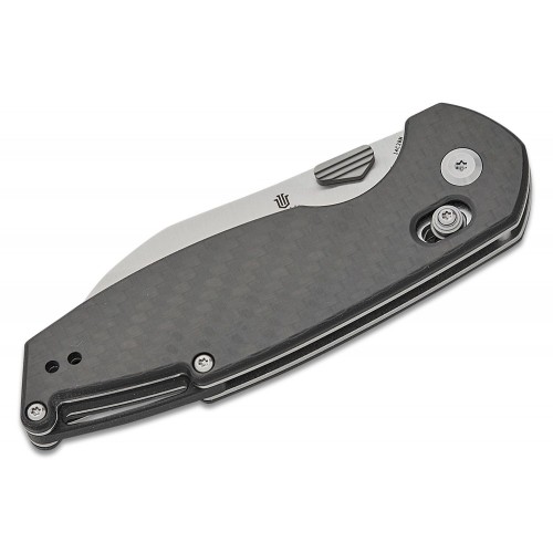 Tenable Knives Model 6 Folding Knife - 3.1" 14C28N Sheepsfoot Blade Twill Carbon Fiber Handle