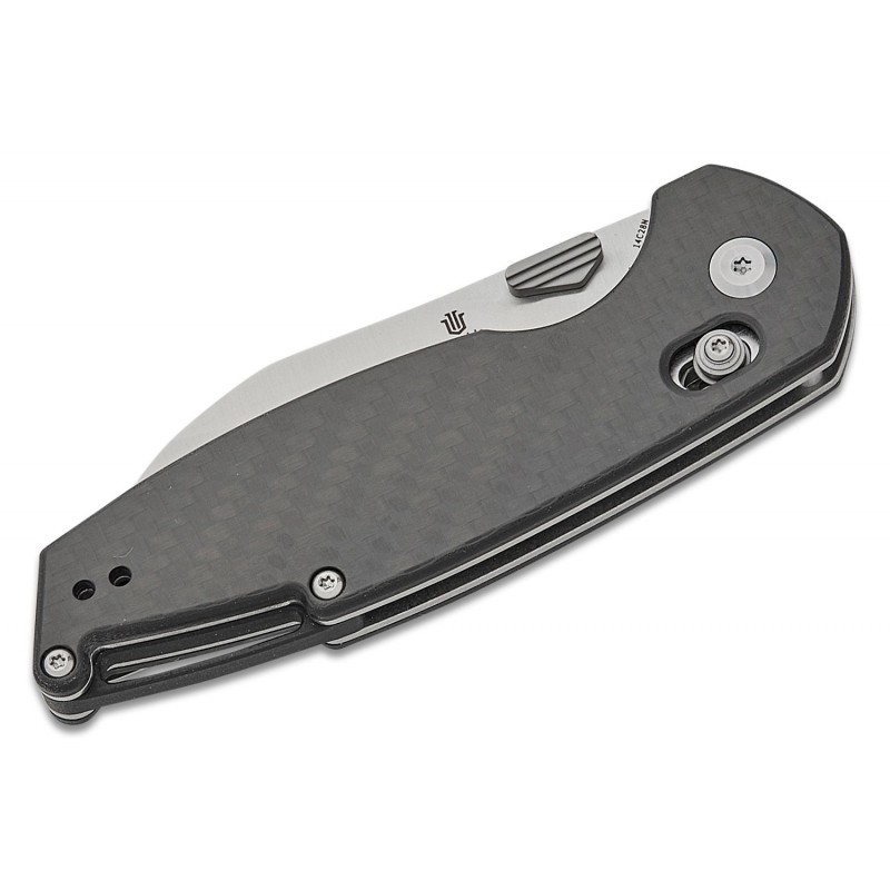Tenable Knives Model 6 Crossbar Lock Folding Knife - 3.1" 14C28N Satin Sheepsfoot Blade Twill Carbon Fiber Handle