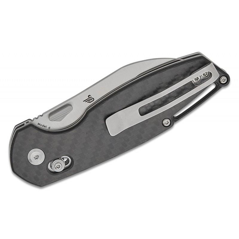 Tenable Knives Model 6 Crossbar Lock Folding Knife - 3.1" 14C28N Satin Sheepsfoot Blade Twill Carbon Fiber Handle