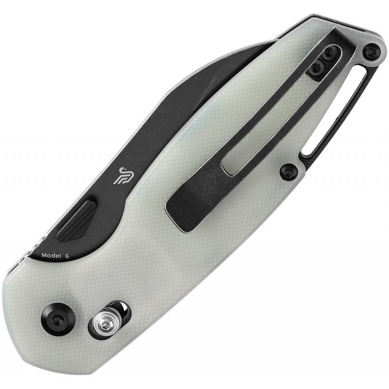 Tenable Knives Model 6 Crossbar Folding Knife - 3.1" 14C28N Black Sheepsfoot Blade Jade G10 Handle