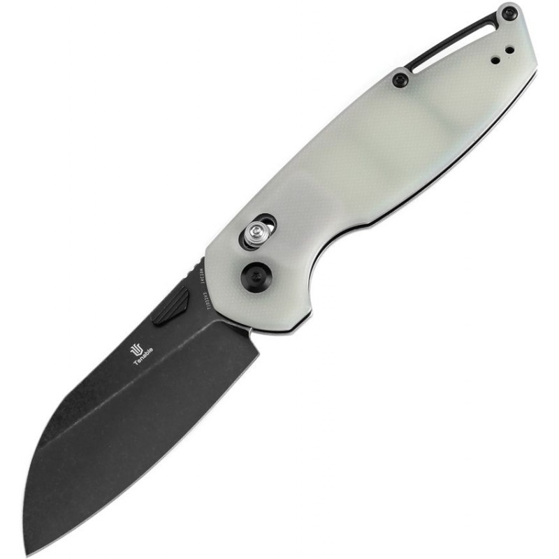 Tenable Knives Model 6 Crossbar Folding Knife - 3.1" 14C28N Black Sheepsfoot Blade Jade G10 Handle