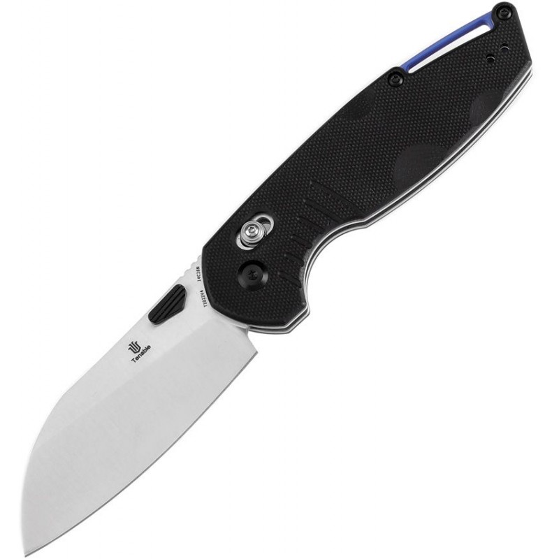 Tenable Knives Model 6 Crossbar Folding Knife - 3.1" 14C28N Sheepsfoot Blade Black G10 Handle