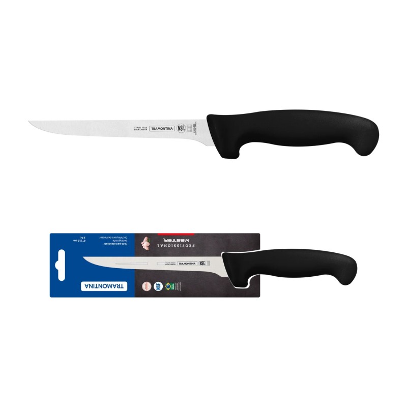 Tramontina Professional Master Black Boning Knife - 15cm Stainless Steel Blade Textured Polypropylene Handle