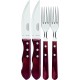 Tramontina Churrasco 4 Piece Jumbo Cutlery Set - 2 Knives and 2 Forks with Red Wood Handle