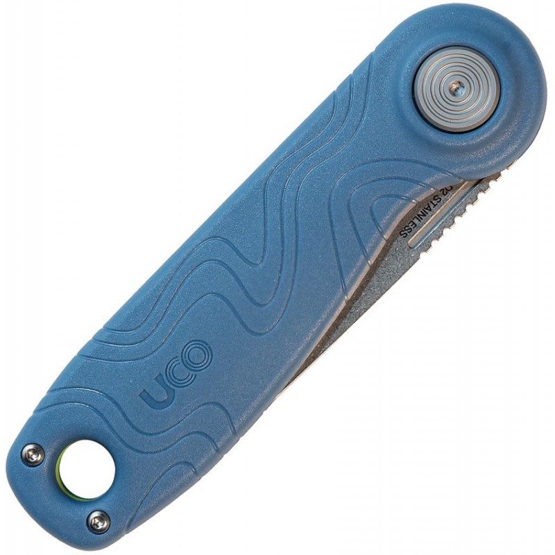 UCO Ingalls UK EDC Folding Knife - 2.6" D2 Stonewashed DP Blade Blue GRN Handle