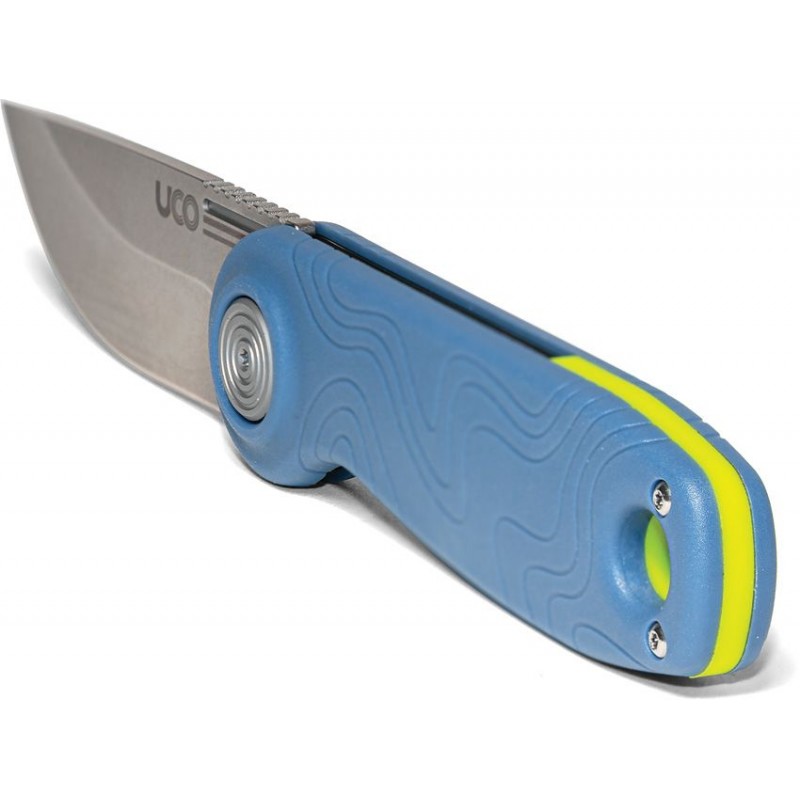 UCO Ingalls UK EDC Folding Knife - 2.6" D2 Stonewashed DP Blade Blue GRN Handle