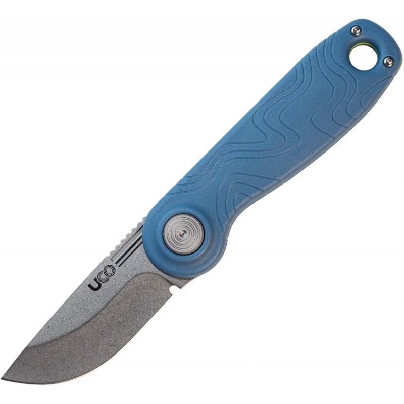 UCO Ingalls UK EDC Folding Knife - 2.6" D2 Stonewashed DP Blade Blue GRN Handle