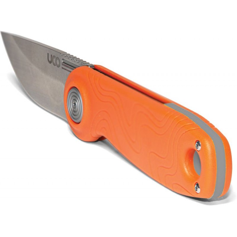 UCO Ingalls UK EDC Folding Knife - 2.6" D2 Stonewashed DP Blade Orange GRN Handle