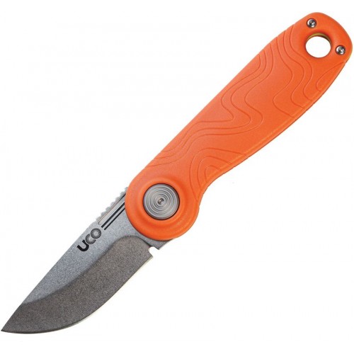 UCO Ingalls UK EDC Folding Knife - 2.6" D2 Stonewashed DP Blade Orange GRN Handle