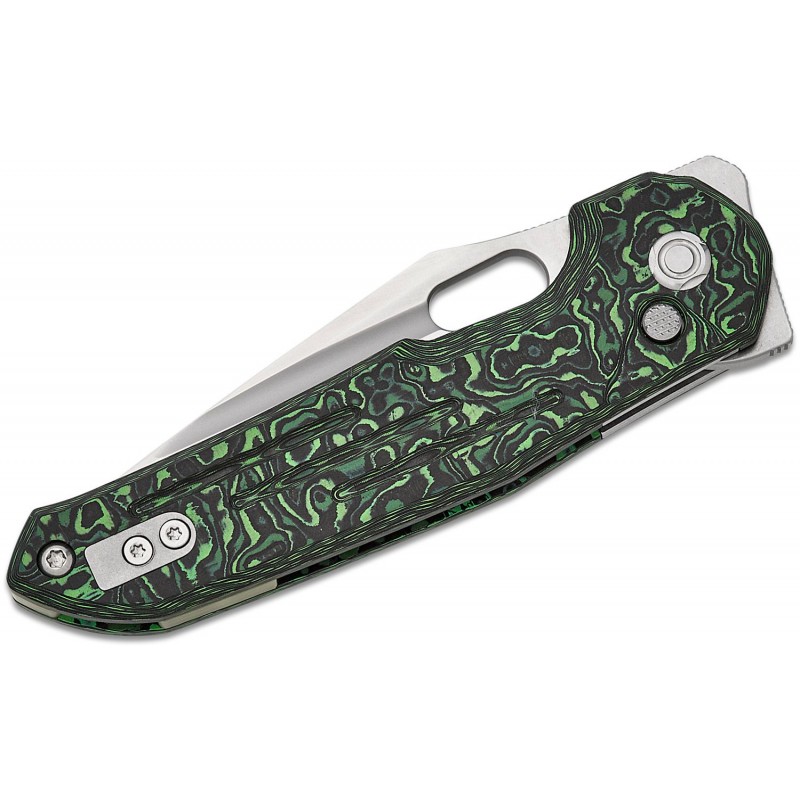 Vosteed Thunderbird Trek - 2.98" M390 Satin Compound DP Blade Green Cloud CF Handle