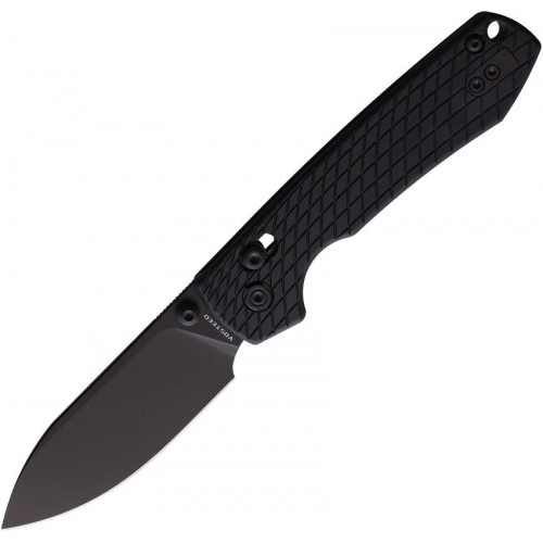 Vosteed Raccoon Crossbar Lock Folding Knife - 3.25" Black Nitro-V Steel DP Blade Black Aluminium Handle
