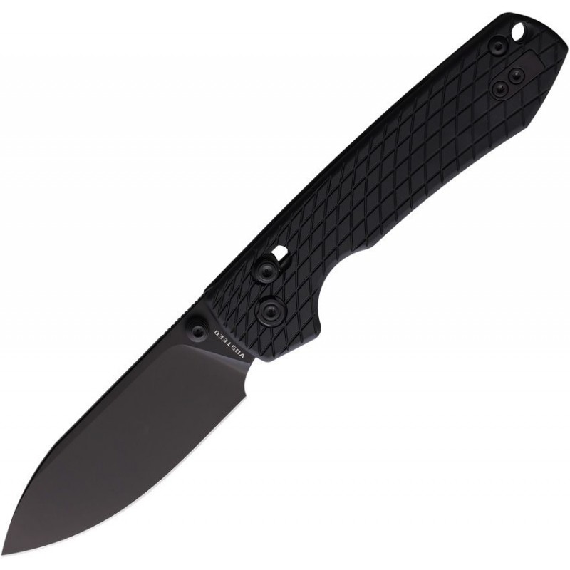 Vosteed Raccoon Crossbar Lock Folding Knife - 3.25" Black Nitro-V Steel DP Blade Black Aluminium Handle
