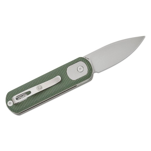 Vosteed Corgi Pup Trek Lock Knife - 2.37" 14C28N Satin DP Blade Green Micarta Handle