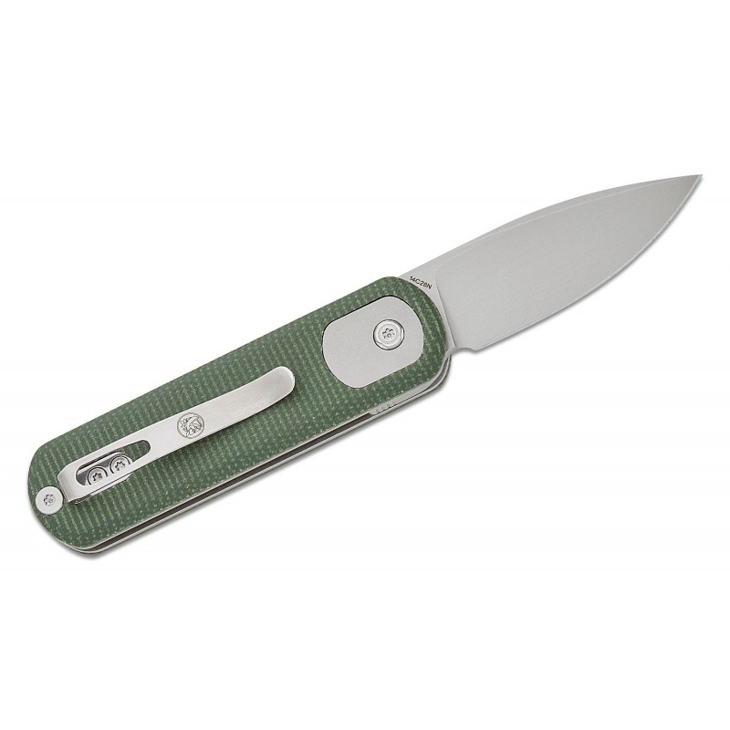 Vosteed Corgi Pup Trek Lock Knife - 2.37" 14C28N Satin DP Blade Green Micarta Handle