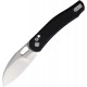 Vosteed Morel Folding Knife - 2.99" N690 Satin Modified Sheepsfoot Blade Black Aluminum Handle