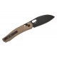 Vosteed Morel Folding Knife - 2.99" N690 Black Sheepsfoot Blade Brown Aluminum Handle