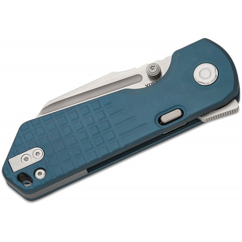 Vosteed Hedgehog Folding Knife - 2.99" CPM-S35VN Two-Tone Sheepsfoot Blade Blue Frag Aluminum Handle