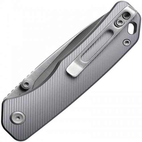 Vosteed Marten Folding Knife - 2.98" 154CM Blade Grey Fluted Aluminum Handle