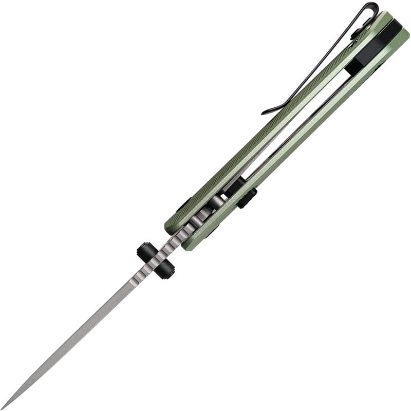 Vosteed Marten Folding Knife - 2.98" 154CM Blade Green Fluted Aluminum Handle