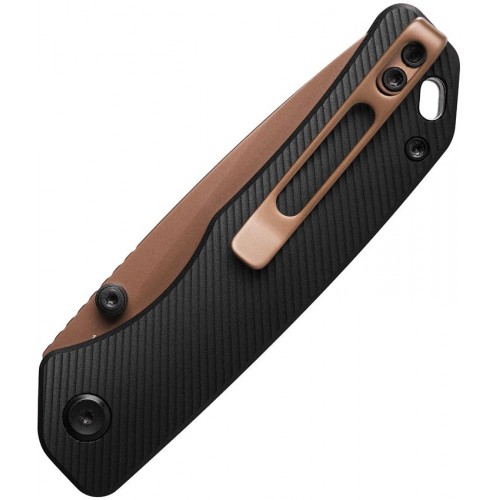Vosteed Marten Folding Knife - 2.98" 154CM Copper Dune Finish Blade Black Fluted Aluminum Handle