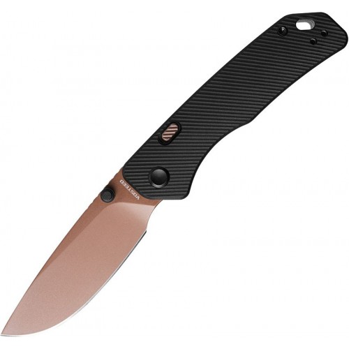 Vosteed Marten Folding Knife - 2.98" 154CM Copper Dune Finish Blade Black Fluted Aluminum Handle