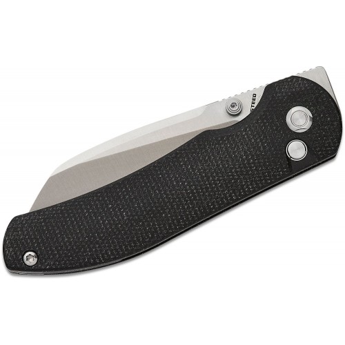 Vosteed Thornton Folding Knife - 3.18" 14C28N Sheepsfoot Blade Black Micarta Handle