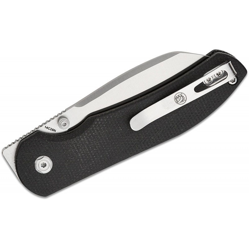 Vosteed Thornton Folding Knife - 3.18" 14C28N Sheepsfoot Blade Black Micarta Handle