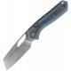 Vosteed Kroc Top Folding Knife - 3" S35VN Sheepsfoot Blade Blue Gray Aluminum Handle with Ocean Inlay