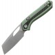 Vosteed Kroc Top Folding Knife - 3" S35VN Sheepsfoot Blade Green Aluminum Handle with CF Inlay