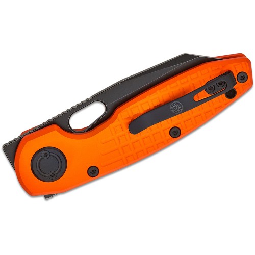 Vosteed Ankylo Folding Knife - 3.18" Elmax Black Reverse Tanto Blade Orange Frag Aluminum Handle