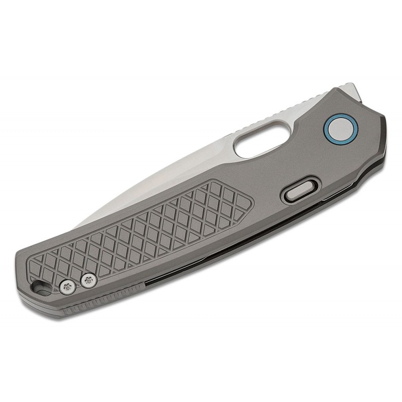 Vosteed Psyop Top Liner Lock - 3.32" Elmax Blade with Grey Checkered Titanium Handle