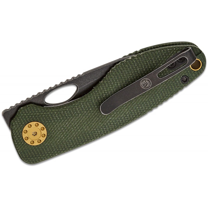 Vosteed Acorn Liner Lock Folding Knife - 2.93" 14C28N Black Stonewashed Blade Green Micarta Handle