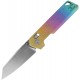 Vosteed Parallel Folding Knife - 2.9" S35VN Reverse Tanto Blade Iridescent Crackle Titanium Handle