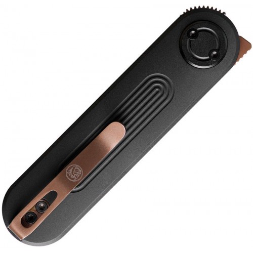 Vosteed Corgi V 295 Vanchor Lock Pocket Knife - 2.95" S35VN Copper Dune Blade Black Aluminum Handle