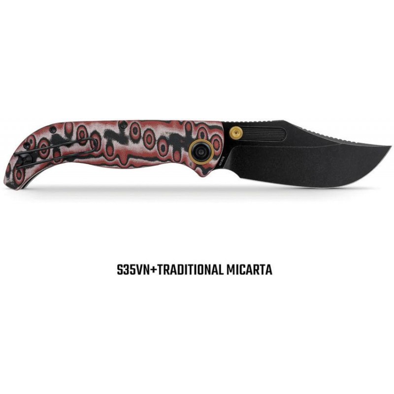 Vosteed Naga Top Folding Knife - 3.47" CPM-S35VN Blade Scartlet Void Micarta Handle