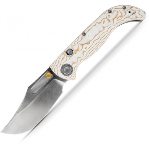 Vosteed Naga Top Folding Knife - 3.47" CPM-S35VN Blade Ivory Drift Bamboo Micarta Handle
