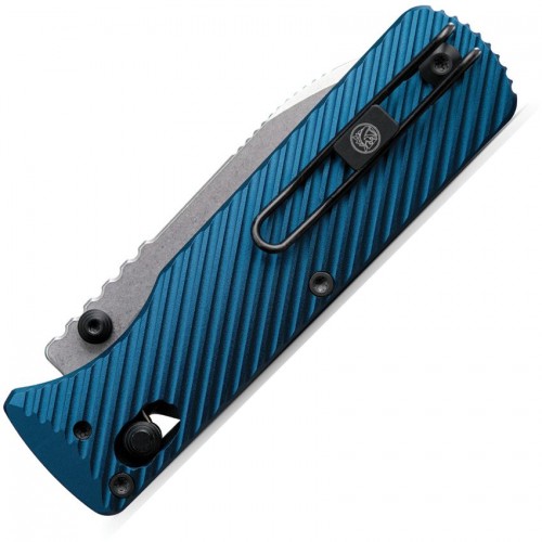 Vosteed Vombat Folding Knife - 2.92" M390 Satin Zulu Blade Blue Aluminum Handle
