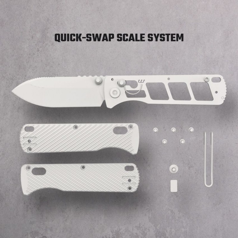 Vosteed Vombat Crossbar Lock Folding Knife - 2.92" M390 Black Stonewashed Zulu Blade Olive Green Aluminum Handle