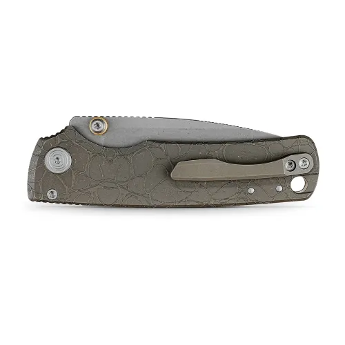 Vosteed Porcupine TiSlim Top Liner Lock Folding Knife - 3.04" S90V Blade Acid Wash Titanium Handle