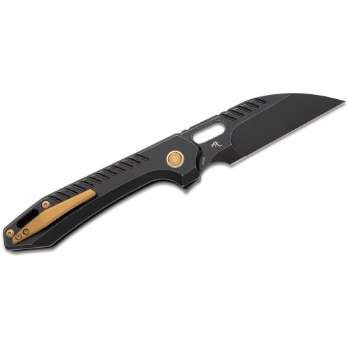 Vosteed RSKAOS Top LinerLock Knife - 3.46" M390 Black Wharncliffe Blade Black Titanium Handle