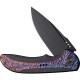 We Knife Equivik Folding Knife - 3.48" CPM-20CV Black Drop Point Blade Black Titanium Handle with Flamed Titanium Scales