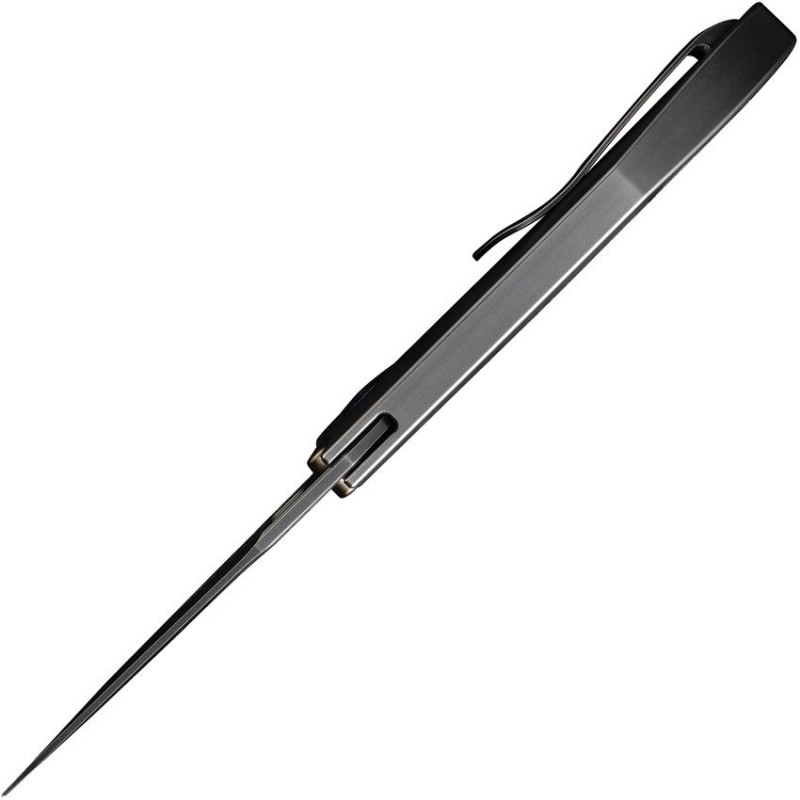 We Knife Attor Folding Knife - 3.55" CPM-20CV Blade Gray One Piece Titanium Handle