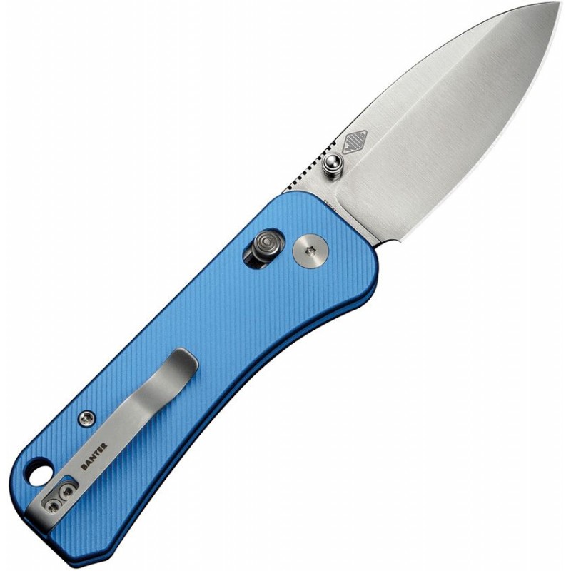 We Knife Banter 2 Crossbar Lock Folding Knife - 2.87" S35VN DP Blade Blue Aluminum Handle
