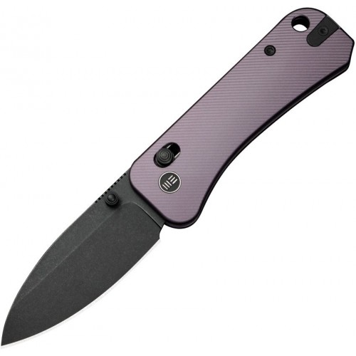 We Knife Banter 2 Crossbar Lock Folding Knife - 2.87" S35VN Black DP Blade Purple Aluminum Handle