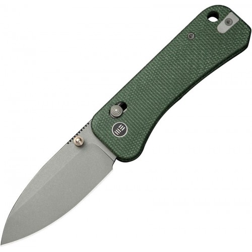 We Knife Banter 2 Crossbar Lock Folding Knife - 2.87" S35VN DP Blade Green Canvas Micarta Handle