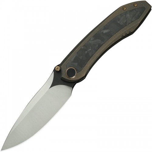 We Knife Winsome Folding Knife - 3.74" M390 Blade Bronze Titanium Handle Marble CF Inlays