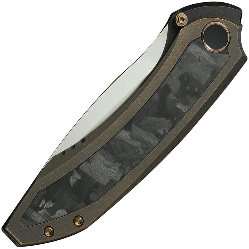 We Knife Winsome Folding Knife - 3.74" M390 Blade Bronze Titanium Handle Marble CF Inlays
